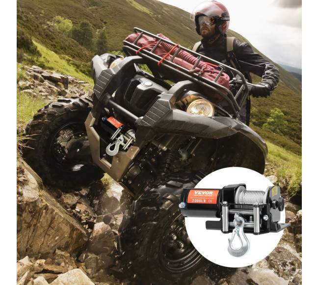 Elektrinė gervė ATV UTV 907 kg su plieniniu kabeliu7