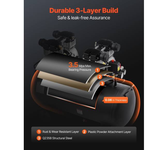 Kompaktiškas nealyvuotas oro kompresorius 20 gal 90 PSI4