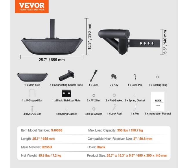 Prikabinamas žingsnis su 2" imtuvu6