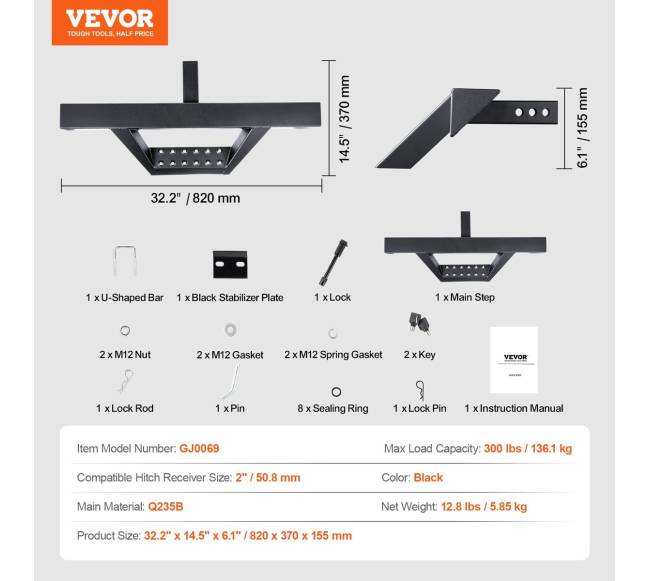 Priekabos jungties žingsnis su 2" priėmėju6