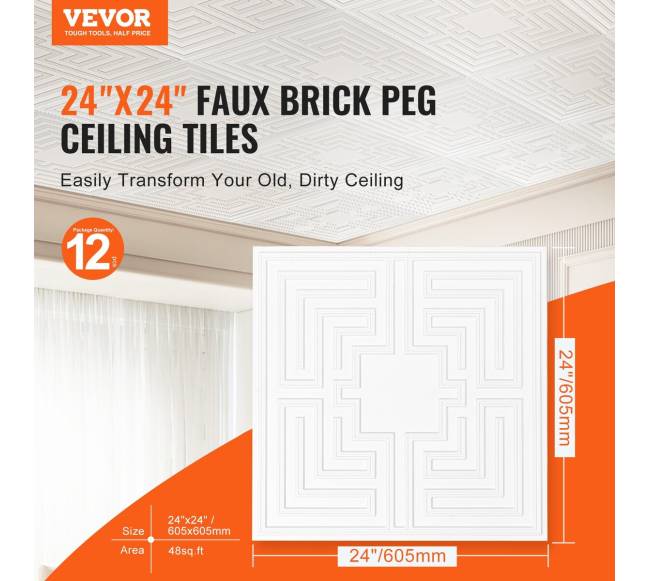 Lubų plokštės 24 x 24 cm PVC, 12 vnt.1