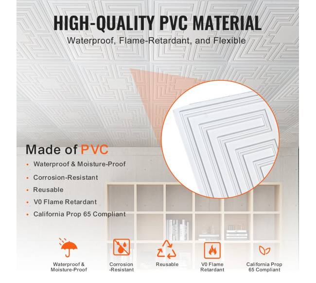 Lubų plokštės 24 x 24 cm PVC, 12 vnt.2