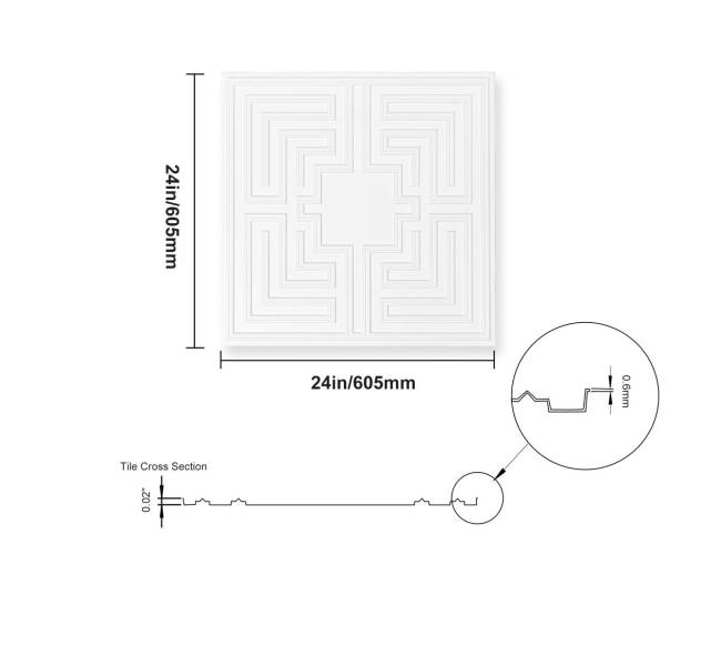 Lubų plokštės 24 x 24 cm PVC, 12 vnt.8