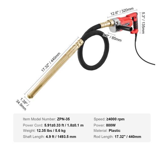 Rankinis elektrinis betono vibratorius 800W 1.5M6