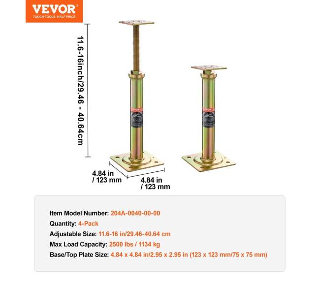 4 dalių reguliuojama grindų atrama 29,5-40,6 cm aukščio6