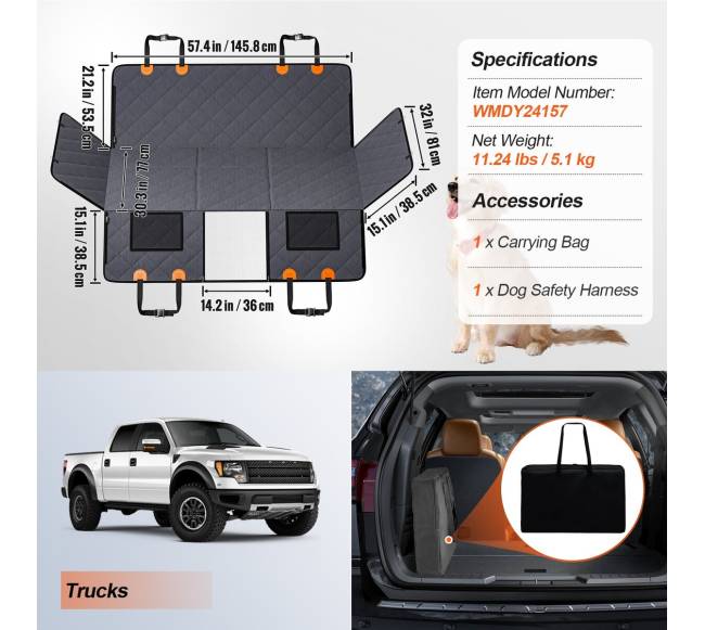 Šuns automobilinė sėdynės uždanga, 145 x 77 cm6