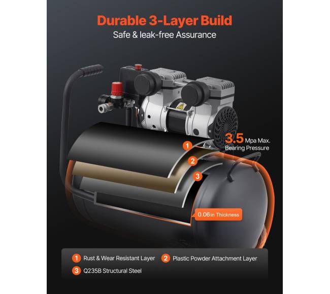 Kompresorius be alyvos 8 galonų 90 PSI4