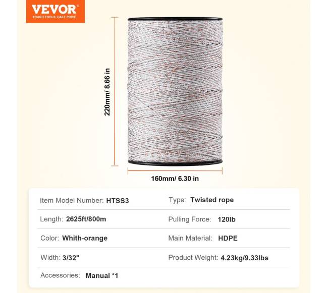 Elektrinė tvora arkliams ir galvijams 800m6