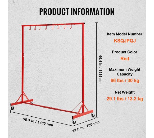 Reguliuojamas dažymo stovas su 8 kabliukais6