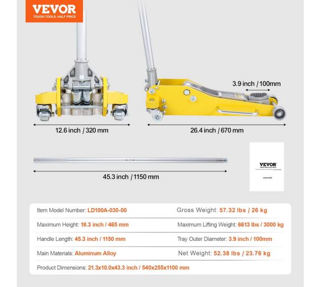 Žema profilinė grindų domkratė 3 tonų su greito veikimo sistema6