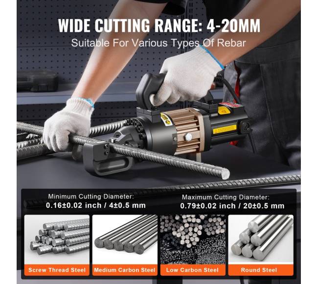 1000W elektrinis armatūrų pjaustytuvas 4-20 mm3