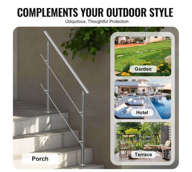 Turėklai Lauko Laiptams su 2 Skersiniais5