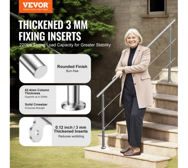 180 cm turėklai lauko laiptams su dviem skersiniais1