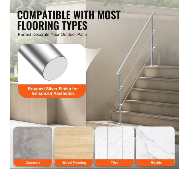 180 cm turėklai lauko laiptams su dviem skersiniais4