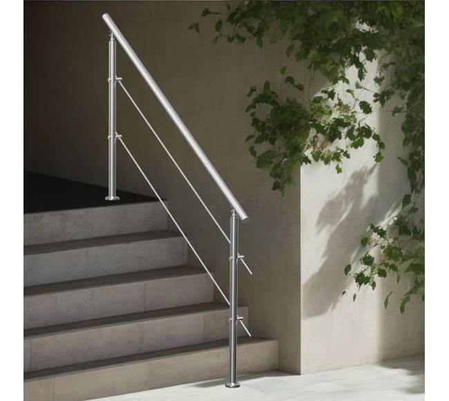 180 cm turėklai lauko laiptams su dviem skersiniais7