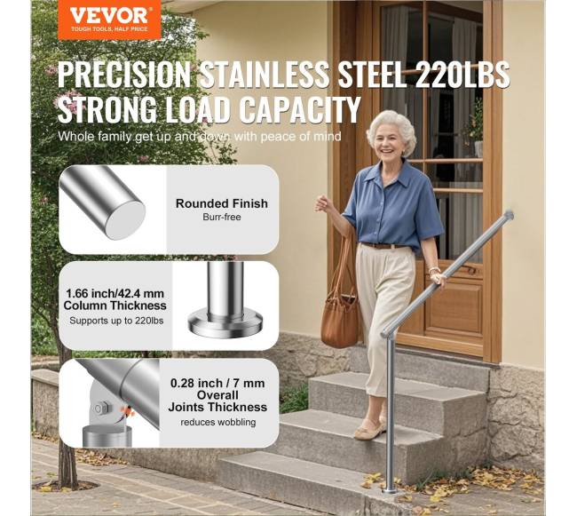 Lauko turėklai 100 cm iš nerūdijančio plieno1