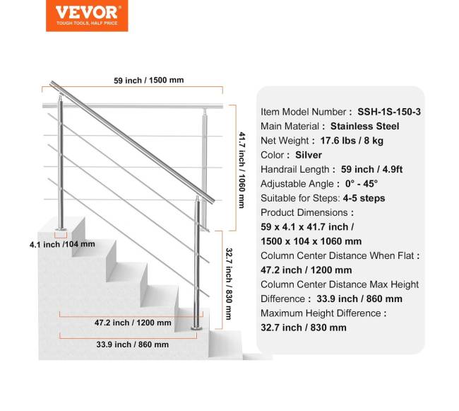 59 cm lauko turėklai su 3 skersiniais6