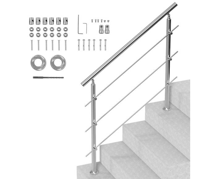 Lauko turėklai su 3 skersiniais0