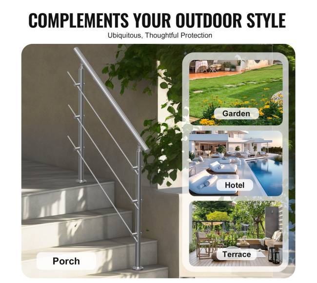 Lauko turėklai su 3 skersiniais5