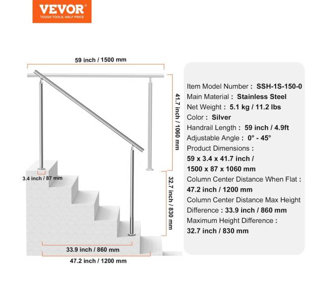 Lauko turėklai 150 cm laiptams6