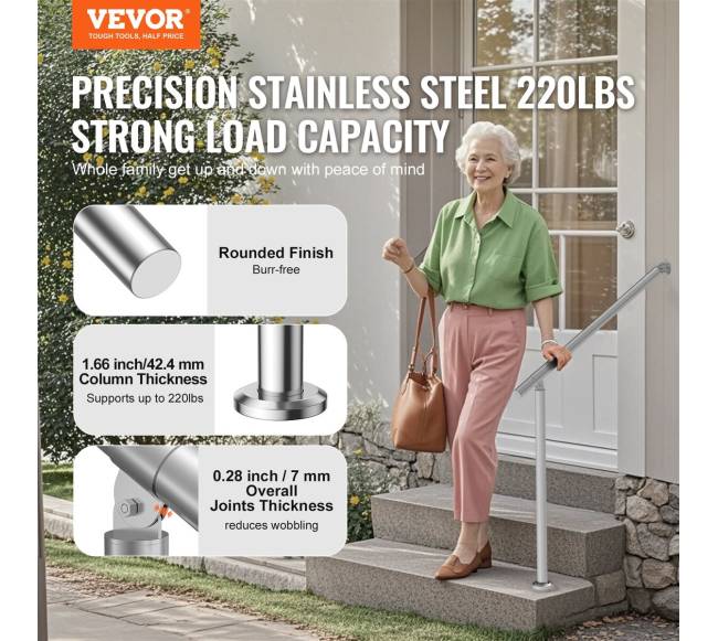 80 cm nerūdijančio plieno turėklai laiptams1