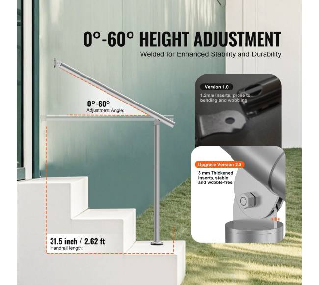 80 cm nerūdijančio plieno turėklai laiptams2