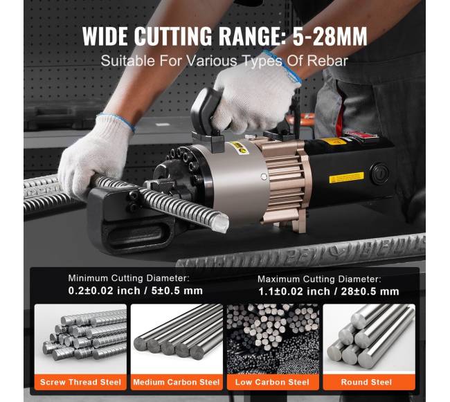 2000W elektrinis hidraulinis armatūros pjaustytuvas iki 28 mm3