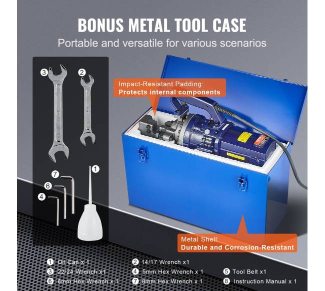 1700W elektrinis hidraulinis armatūros pjaustytuvas iki 25 mm2