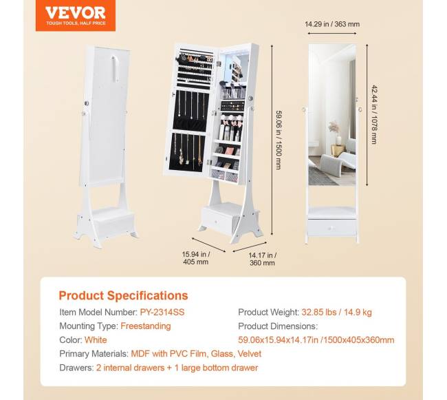 Pastatoma veidrodinė juvelyrikos spinta su talpa6