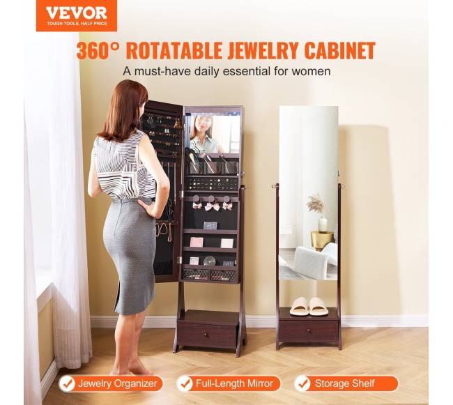 Veidrodis-su-papuošalų-spinta stovimas, rudos spalvos1