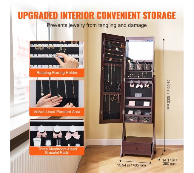 Veidrodis-su-papuošalų-spinta stovimas, rudos spalvos3