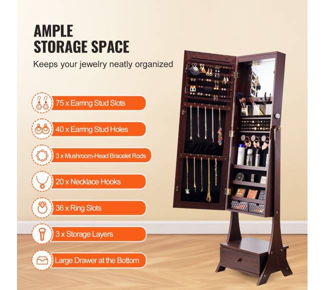 Veidrodis-su-papuošalų-spinta stovimas, rudos spalvos4