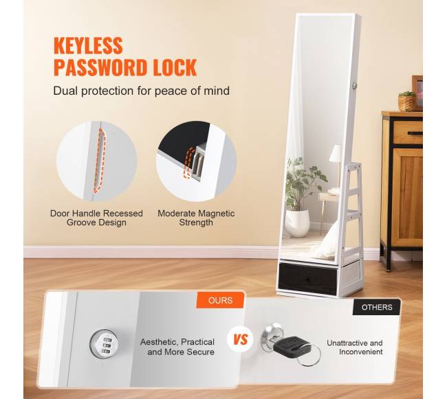 Paprastas papuošalų veidrodis su vieta daiktams2