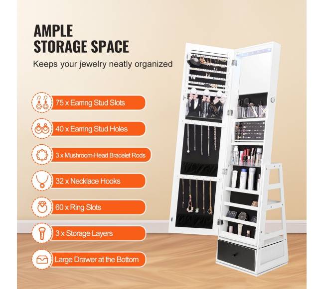 Paprastas papuošalų veidrodis su vieta daiktams4