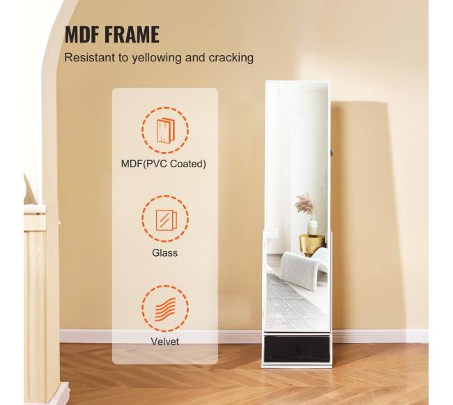 Paprastas papuošalų veidrodis su vieta daiktams5