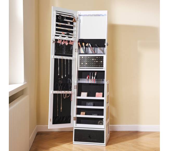 Paprastas papuošalų veidrodis su vieta daiktams7