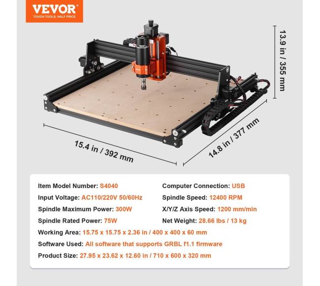 CNC frezavimo staklės, 400x400x60 mm darbinė zona6