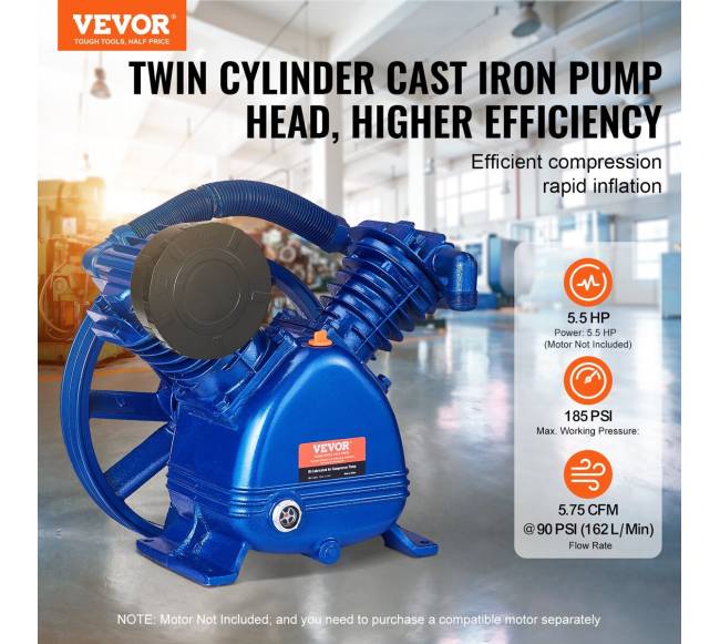 Oro kompresoriaus pompos galvutė, 5.5 AG, 2 cilindrai1