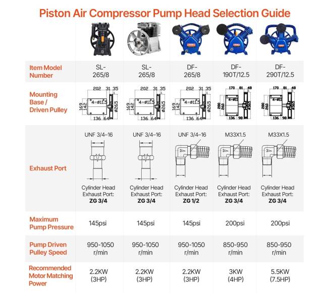 Oro kompresoriaus pompos galvutė, 5.5 AG, 2 cilindrai6