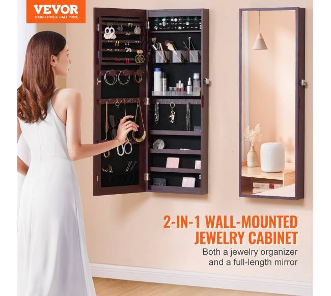 Veidrodinė papuošalų spinta su užraktu1