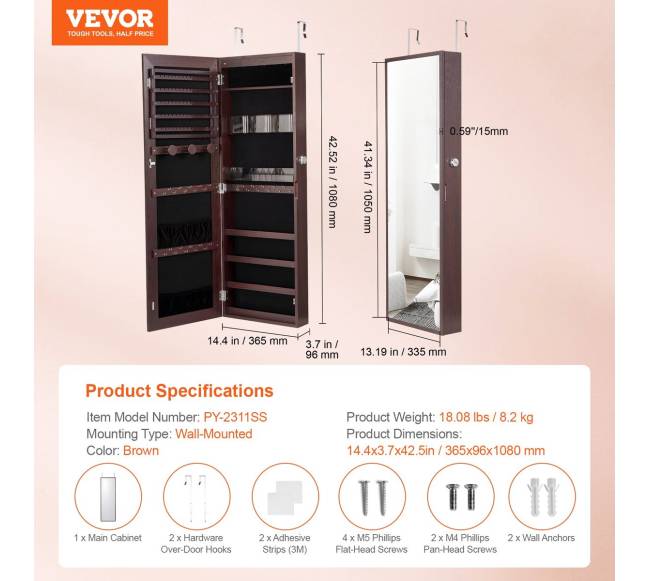 Veidrodinė papuošalų spinta su užraktu6