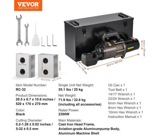 2300W elektrinis hidraulinis armatūros pjaustytuvas iki 32mm6
