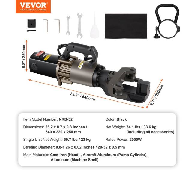2000W elektrinis hidraulinis armatūros lankstytuvas6