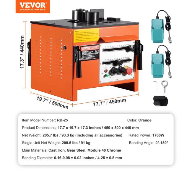 Elektrinis armatūros lenktuvas 1700W, iki 25mm6