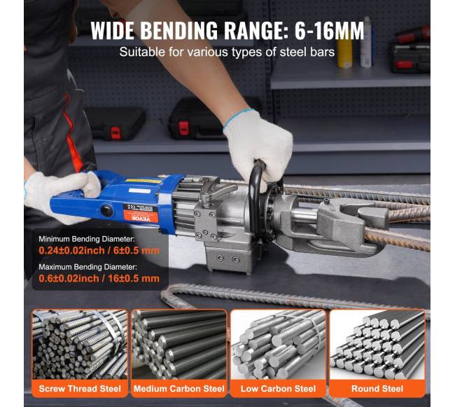 Elektrinis hidraulinis armavimo strypų lenkimo įrankis 6-16mm3