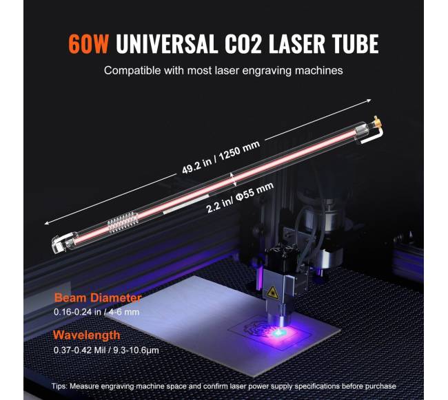 60W CO2 lazerio vamzdis iš borosilikatinio stiklo2
