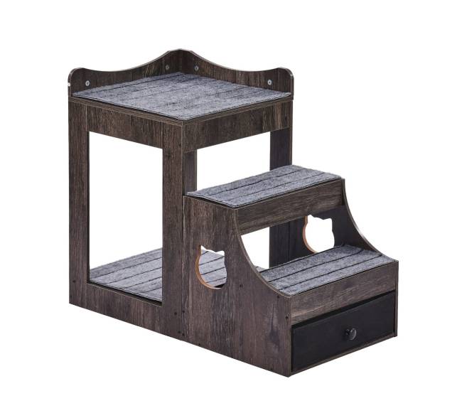 Gyvūnų lova su laipteliais ir laikymo erdve0