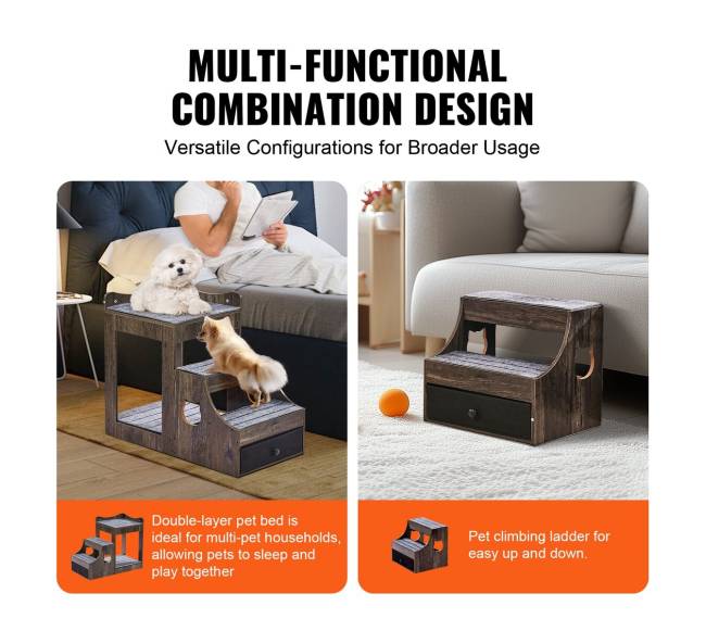 Gyvūnų lova su laipteliais ir laikymo erdve2