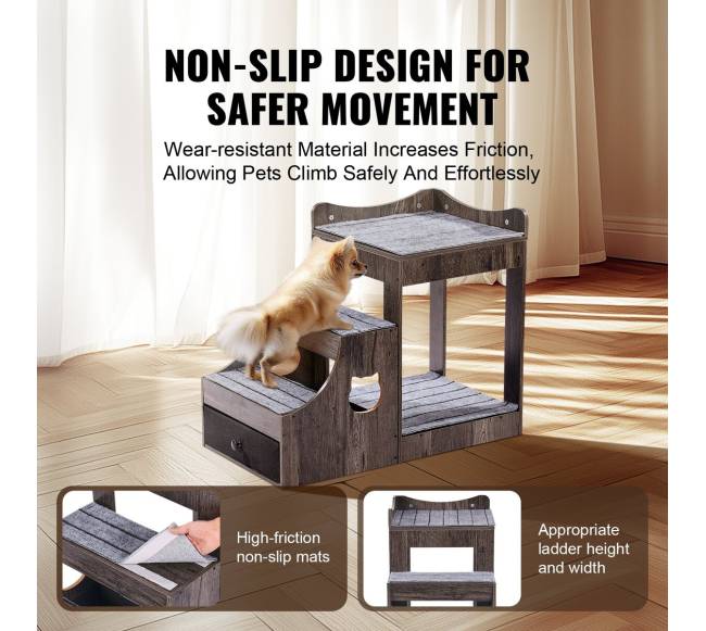 Gyvūnų lova su laipteliais ir laikymo erdve4