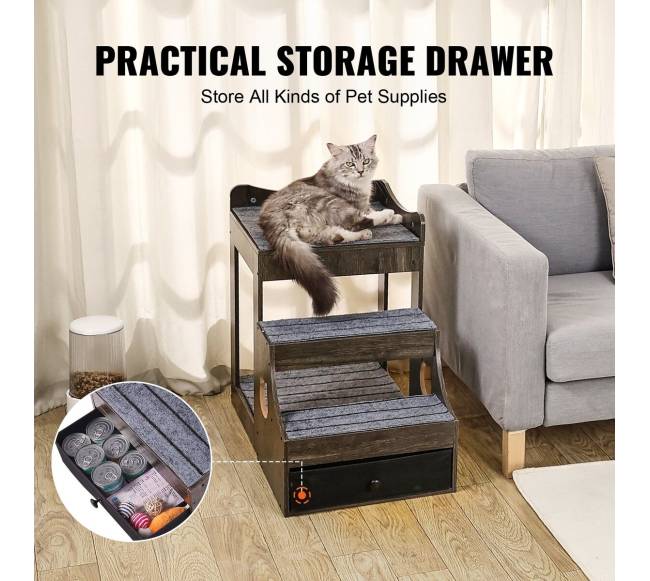 Gyvūnų lova su laipteliais ir laikymo erdve5